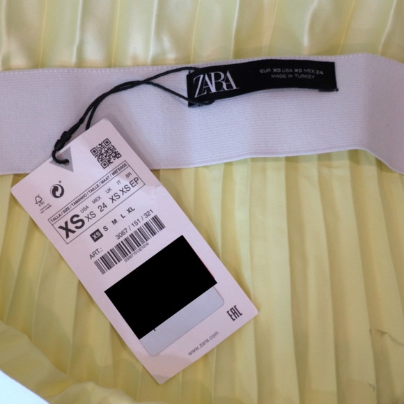 NWT Zara long yellow pleated skirt size XS - Picture 6 of 11